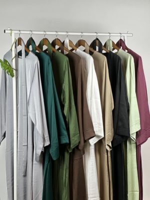 Colorful Satin Abayas with a sleek and minimalist design, made with high-quality satin fabric.